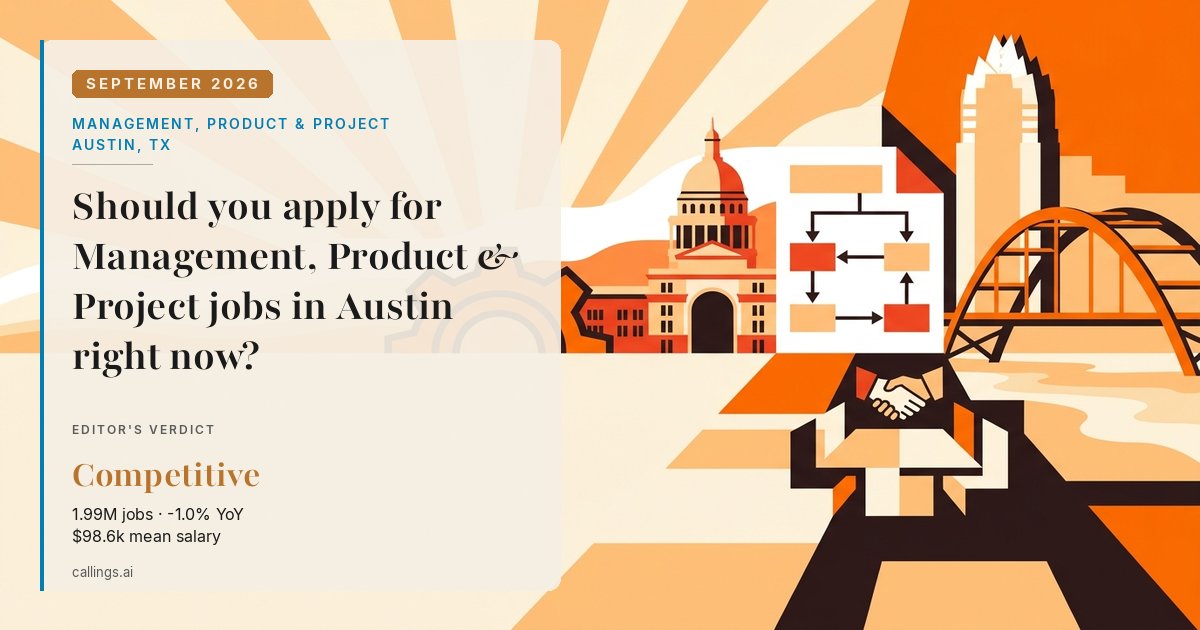 Management, Product & Project job market report cover, Austin-Round Rock-San Marcos, TX, 2026-09