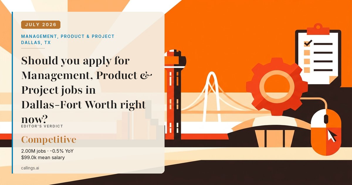 Management, Product & Project job market report cover, Dallas-Fort Worth-Arlington, TX, 2026-07