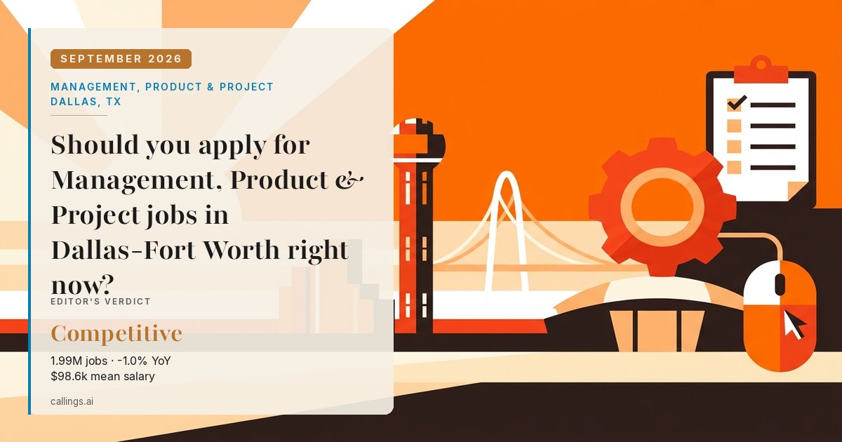 Management, Product & Project job market report cover, Dallas-Fort Worth-Arlington, TX, 2026-09
