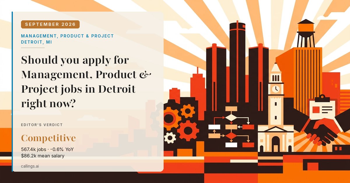 Management, Product & Project job market report cover, Detroit-Warren-Dearborn, MI, 2026-09