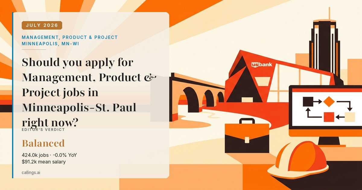 Management, Product & Project job market report cover, Minneapolis-St. Paul-Bloomington, MN-WI, 2026-07