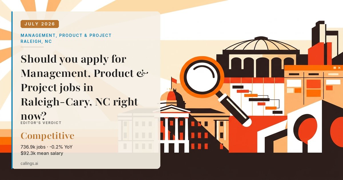 Management, Product & Project job market report cover, Raleigh-Cary, NC, 2026-07