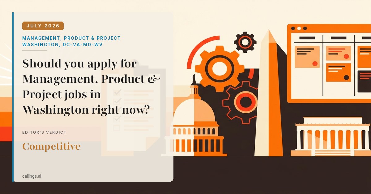 Management, Product & Project job market report cover, Washington-Arlington-Alexandria, DC-VA-MD-WV, 2026-07