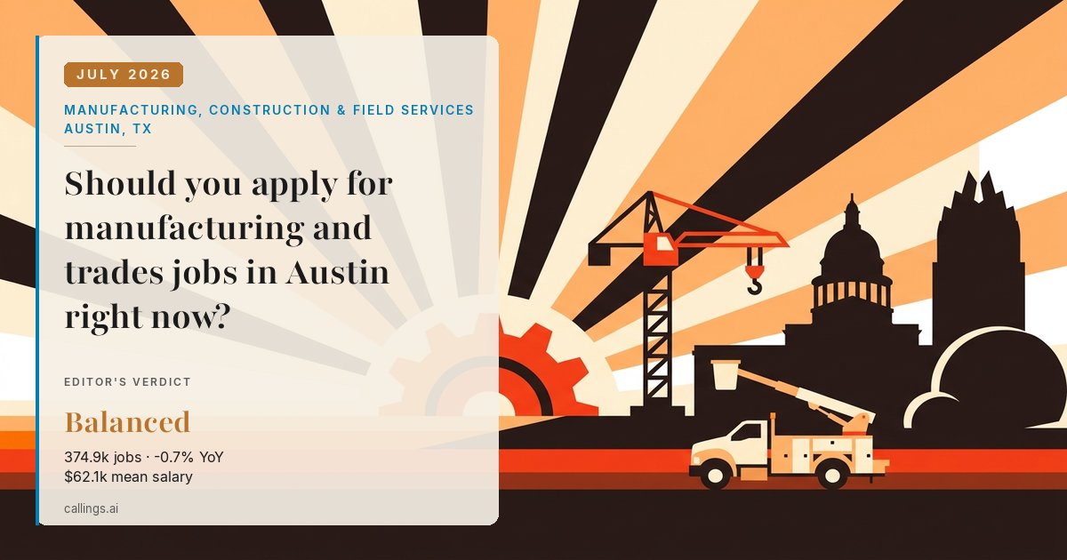 Manufacturing, Construction & Field Services job market report cover, Austin-Round Rock-San Marcos, TX, 2026-07