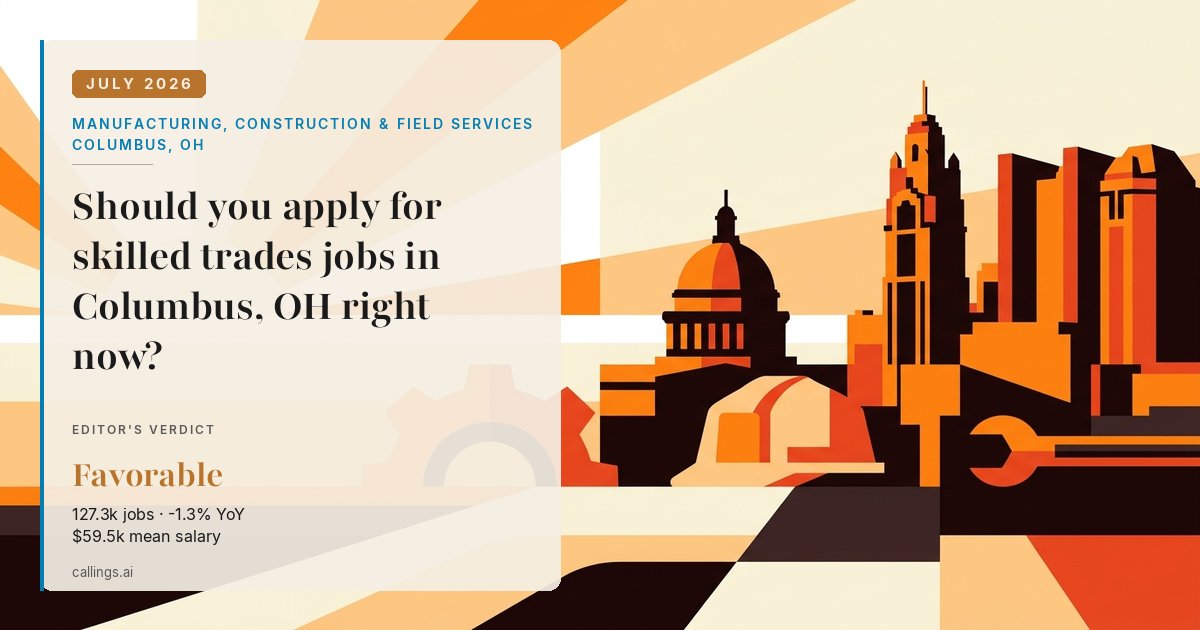 Manufacturing, Construction & Field Services job market report cover, Columbus, OH, 2026-07