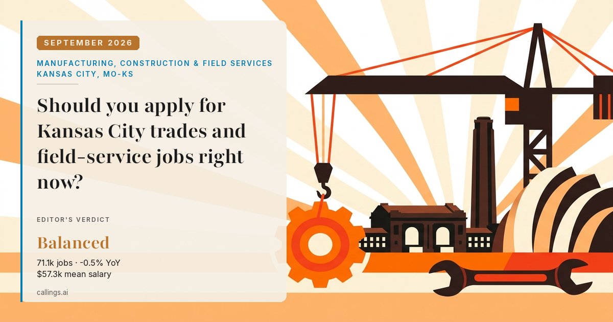 Manufacturing, Construction & Field Services job market report cover, Kansas City, MO-KS, 2026-09