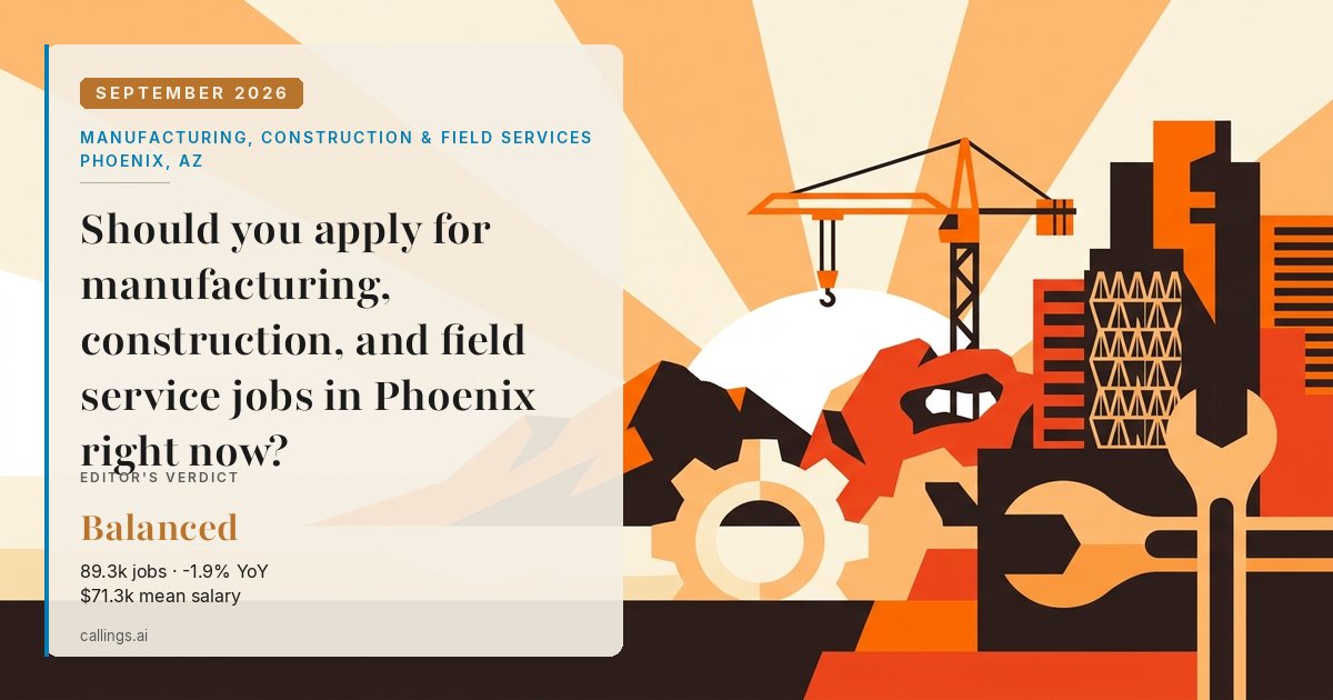 Manufacturing, Construction & Field Services job market report cover, Phoenix-Mesa-Chandler, AZ, 2026-09