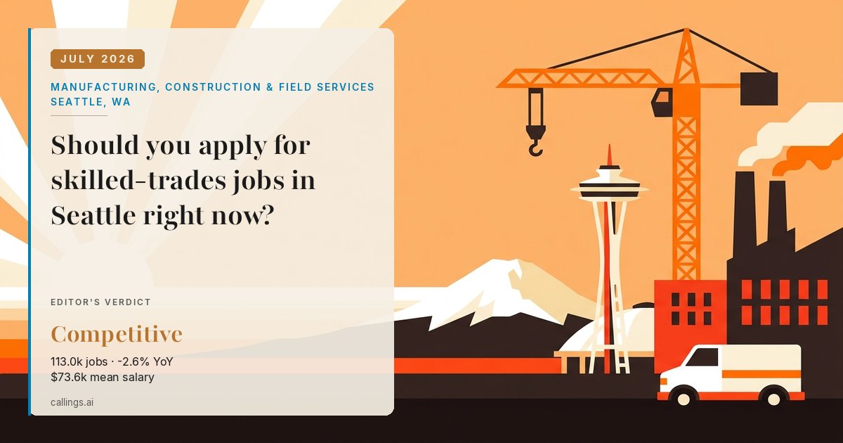 Manufacturing, Construction & Field Services job market report cover, Seattle-Tacoma-Bellevue, WA, 2026-07