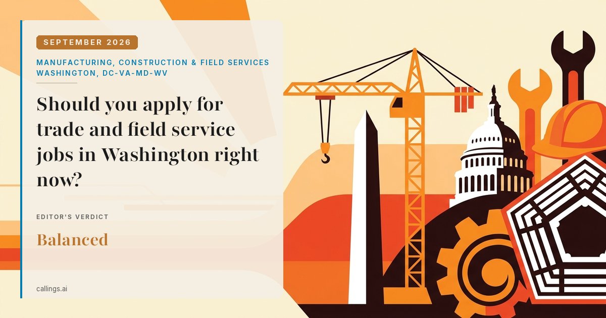 Manufacturing, Construction & Field Services job market report cover, Washington-Arlington-Alexandria, DC-VA-MD-WV, 2026-09