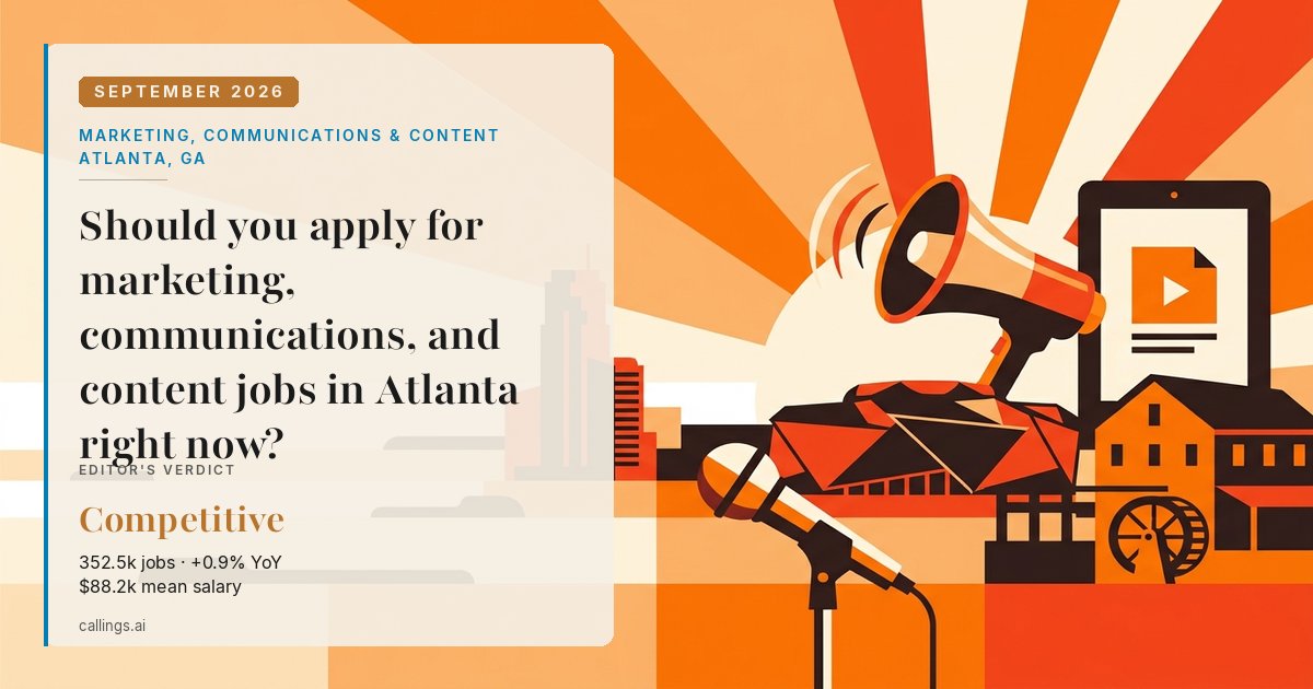 Marketing, Communications & Content job market report cover, Atlanta-Sandy Springs-Roswell, GA, 2026-09