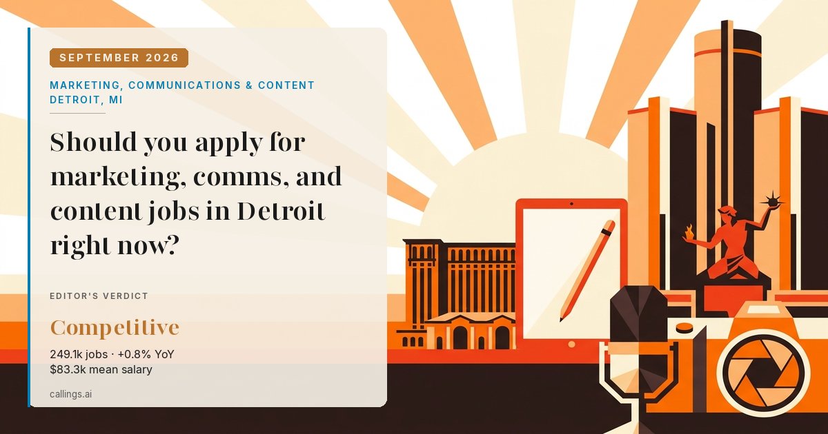 Marketing, Communications & Content job market report cover, Detroit-Warren-Dearborn, MI, 2026-09