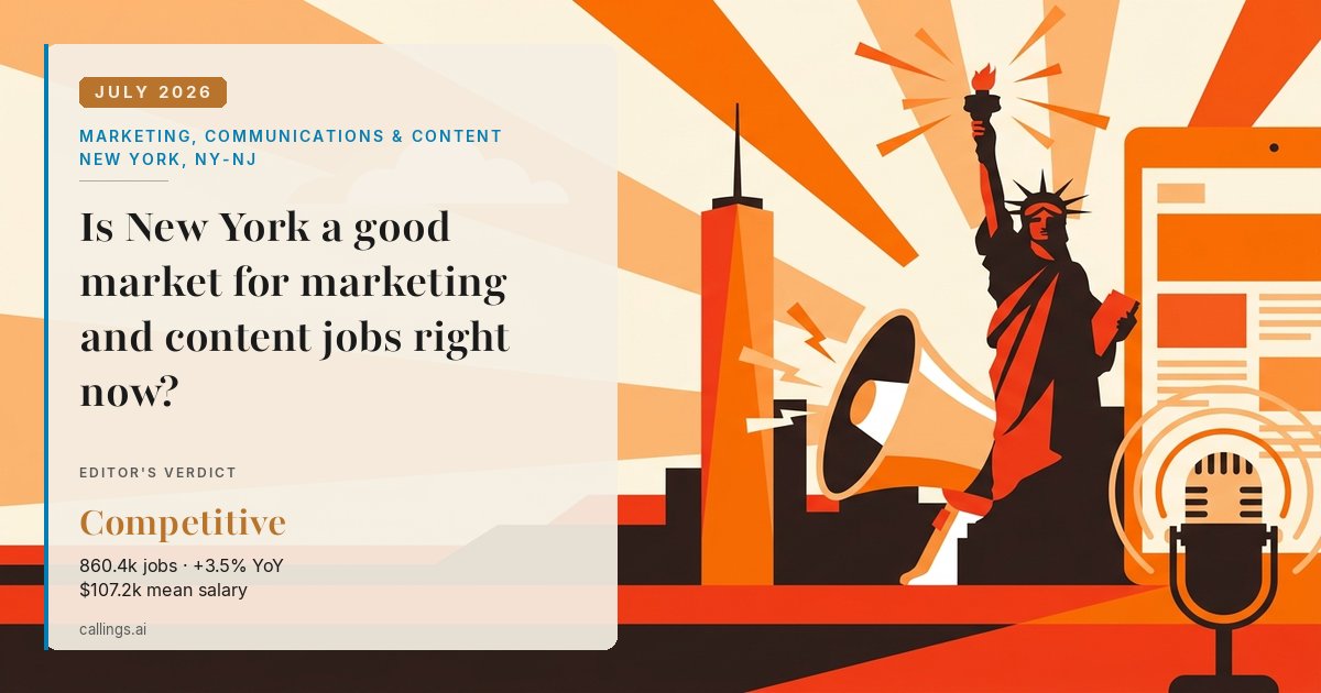 Marketing, Communications & Content job market report cover, New York-Newark-Jersey City, NY-NJ, 2026-07