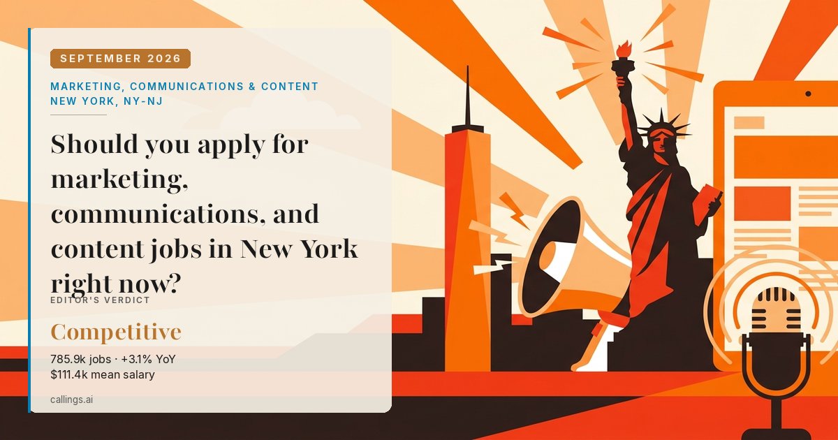 Marketing, Communications & Content job market report cover, New York-Newark-Jersey City, NY-NJ, 2026-09