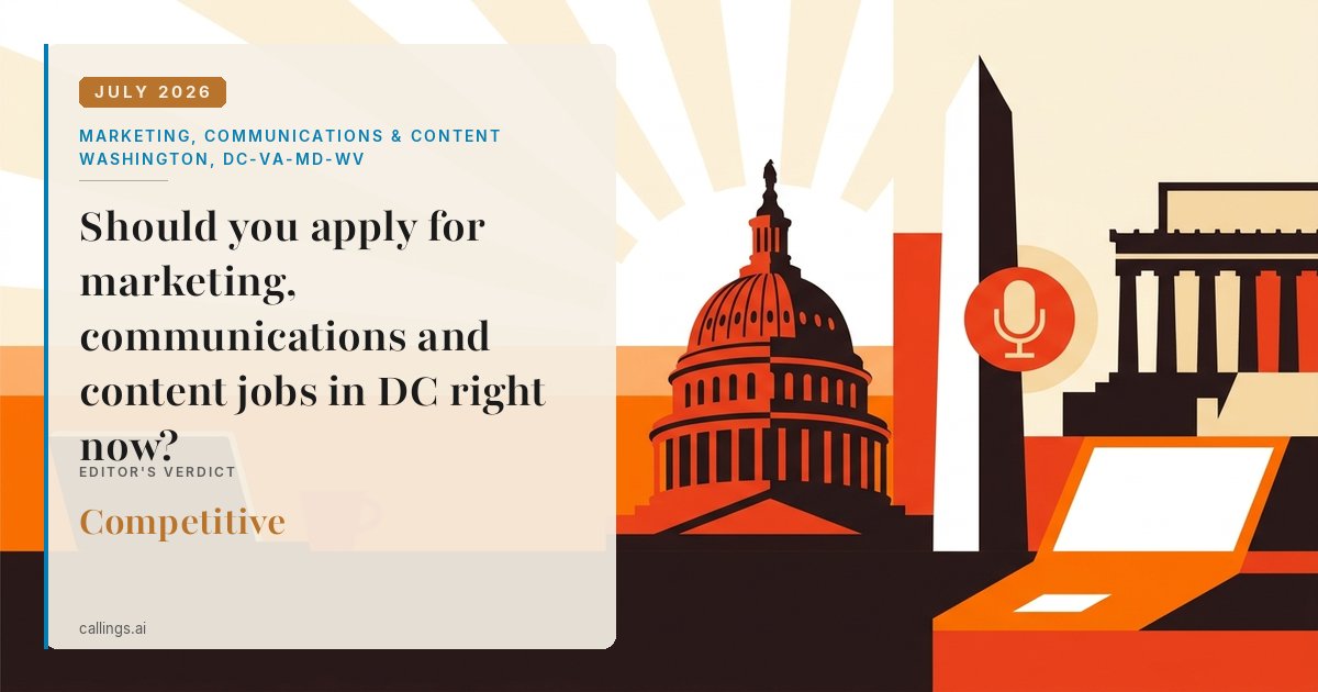 Marketing, Communications & Content job market report cover, Washington-Arlington-Alexandria, DC-VA-MD-WV, 2026-07