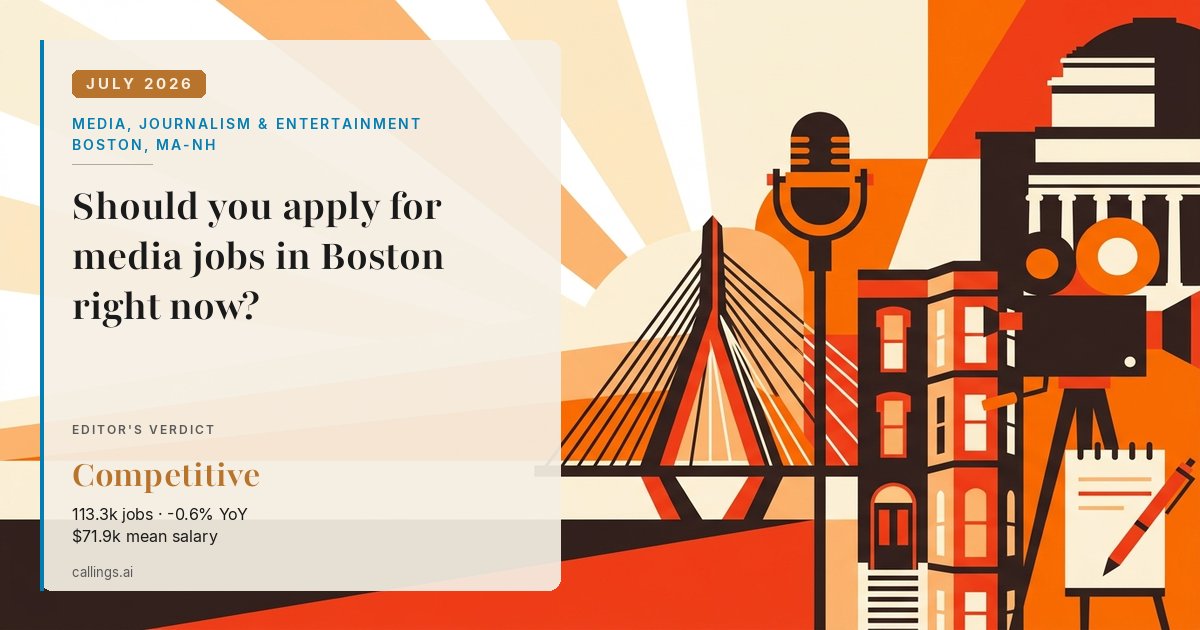 Media, Journalism & Entertainment job market report cover, Boston-Cambridge-Newton, MA-NH, 2026-07