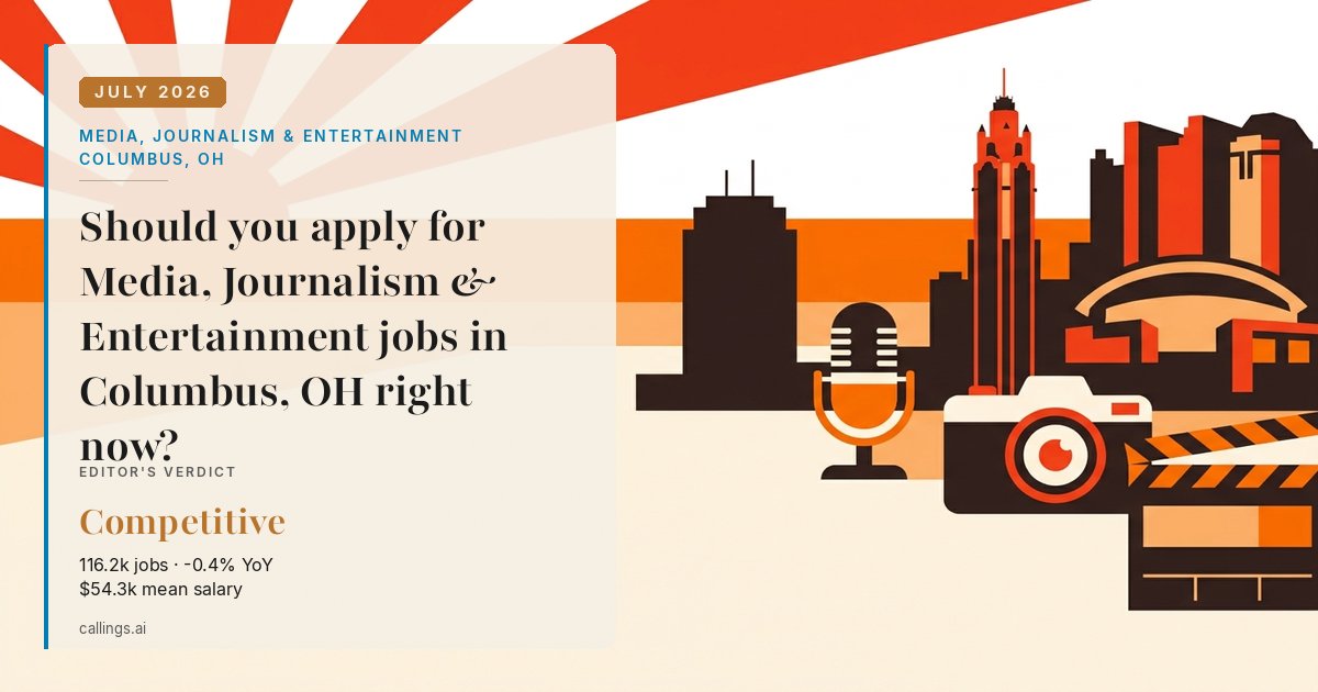 Media, Journalism & Entertainment job market report cover, Columbus, OH, 2026-07