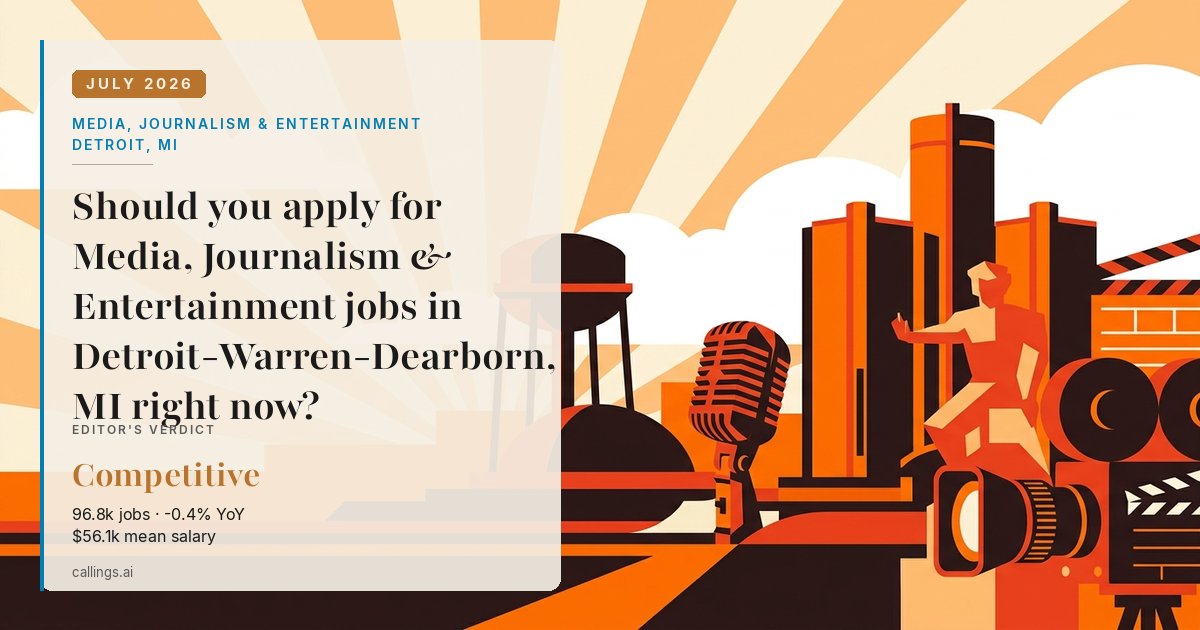 Media, Journalism & Entertainment job market report cover, Detroit-Warren-Dearborn, MI, 2026-07