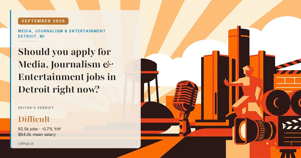 Media, Journalism & Entertainment job market report cover, Detroit-Warren-Dearborn, MI, 2026-09