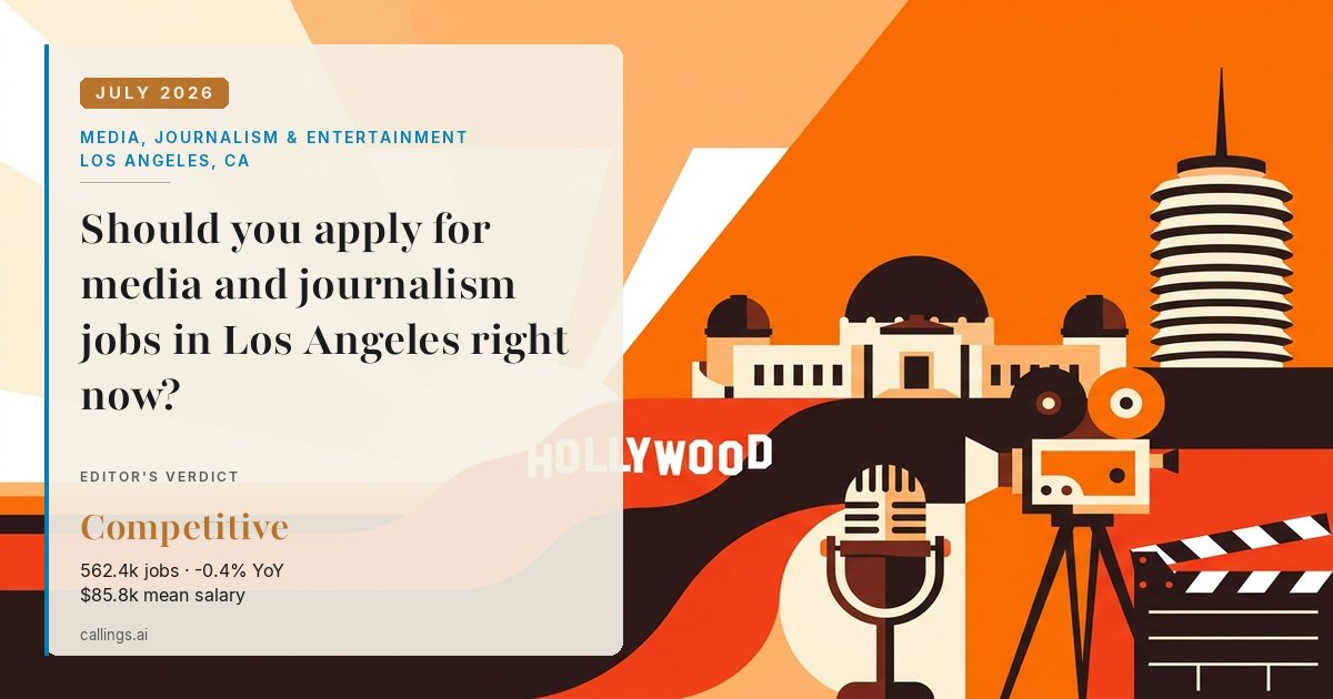 Media, Journalism & Entertainment job market report cover, Los Angeles-Long Beach-Anaheim, CA, 2026-07