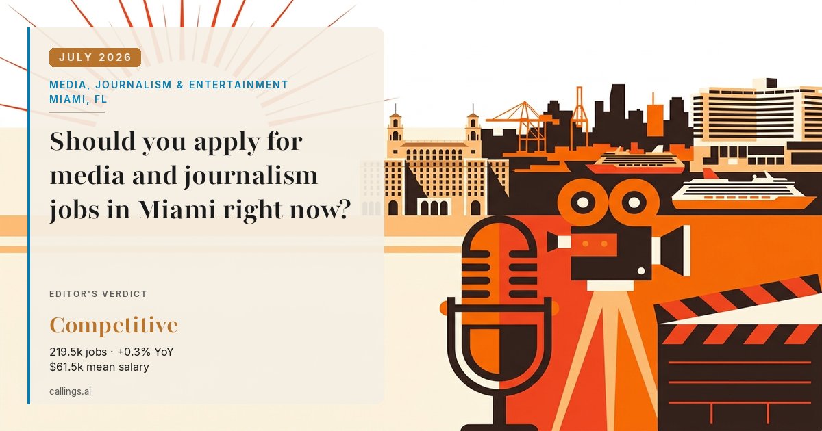 Media, Journalism & Entertainment job market report cover, Miami-Fort Lauderdale-West Palm Beach, FL, 2026-07