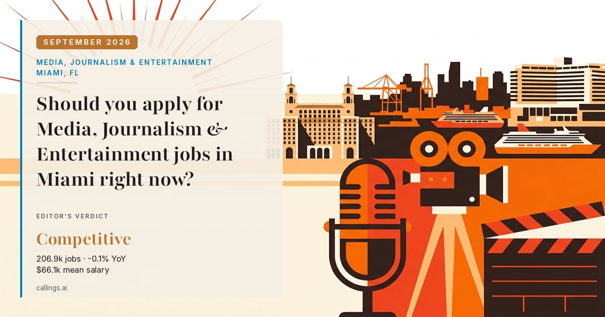 Media, Journalism & Entertainment job market report cover, Miami-Fort Lauderdale-West Palm Beach, FL, 2026-09