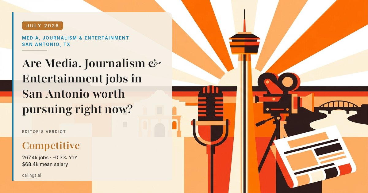 Media, Journalism & Entertainment job market report cover, San Antonio-New Braunfels, TX, 2026-07