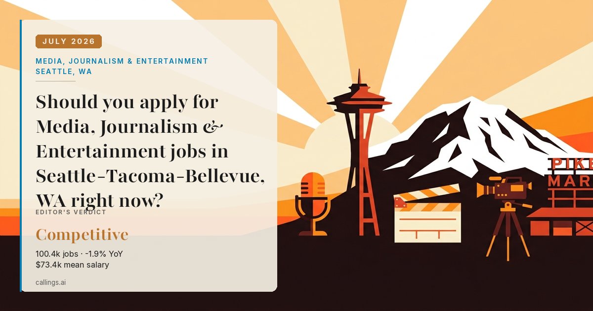 Media, Journalism & Entertainment job market report cover, Seattle-Tacoma-Bellevue, WA, 2026-07