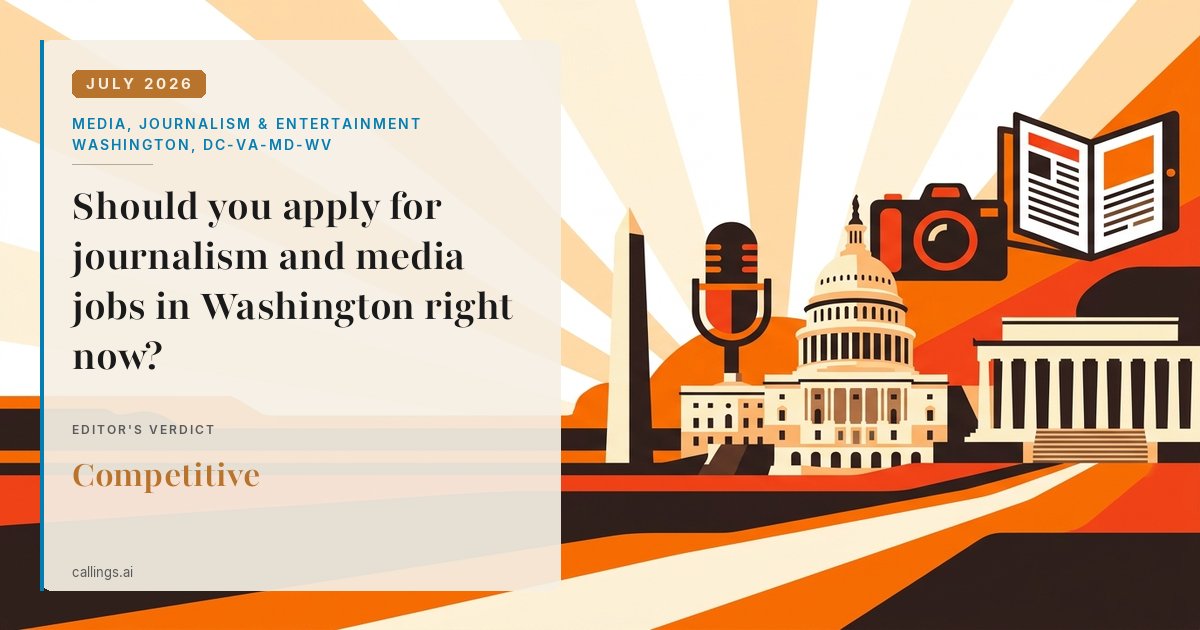 Media, Journalism & Entertainment job market report cover, Washington-Arlington-Alexandria, DC-VA-MD-WV, 2026-07