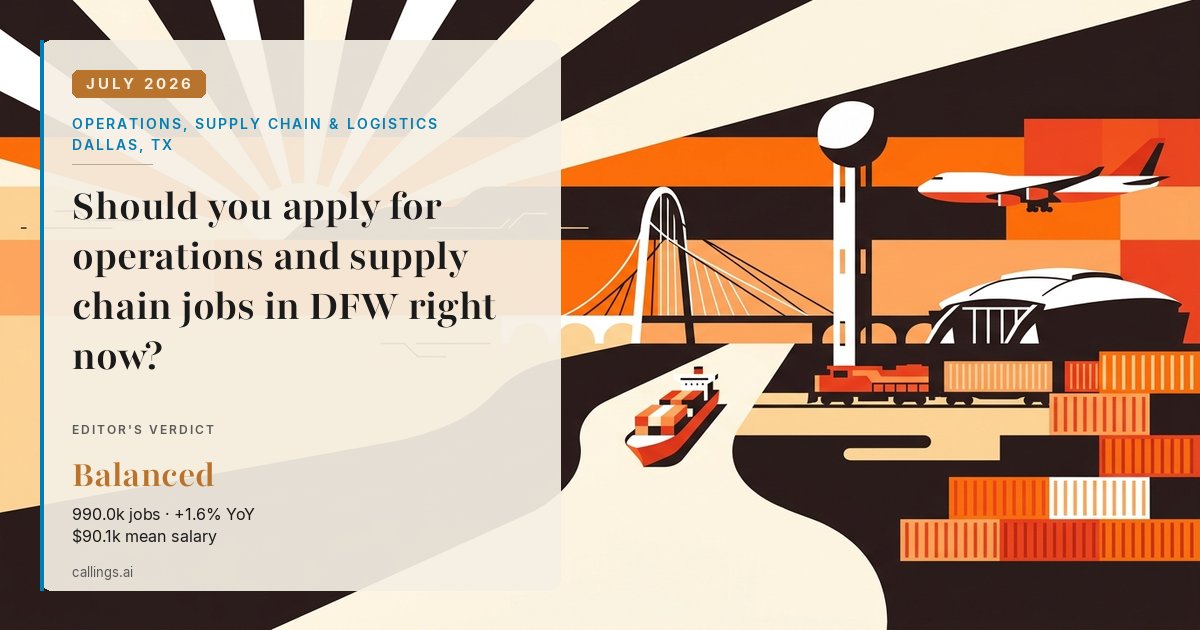 Operations, Supply Chain & Logistics job market report cover, Dallas-Fort Worth-Arlington, TX, 2026-07