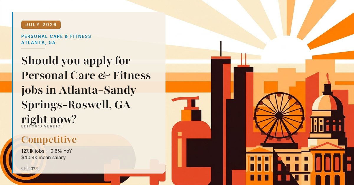 Personal Care & Fitness job market report cover, Atlanta-Sandy Springs-Roswell, GA, 2026-07