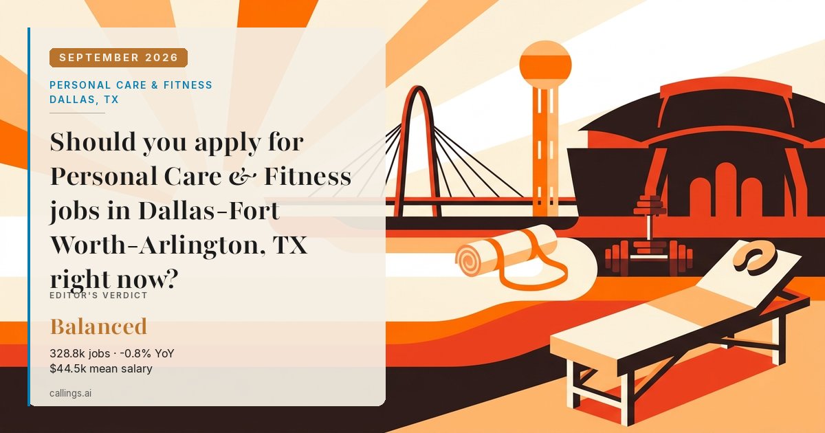 Personal Care & Fitness job market report cover, Dallas-Fort Worth-Arlington, TX, 2026-09