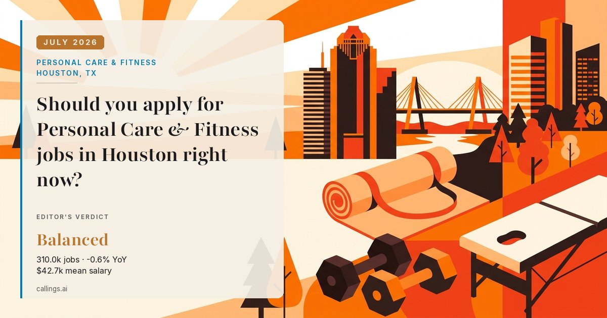 Personal Care & Fitness job market report cover, Houston-Pasadena-The Woodlands, TX, 2026-07
