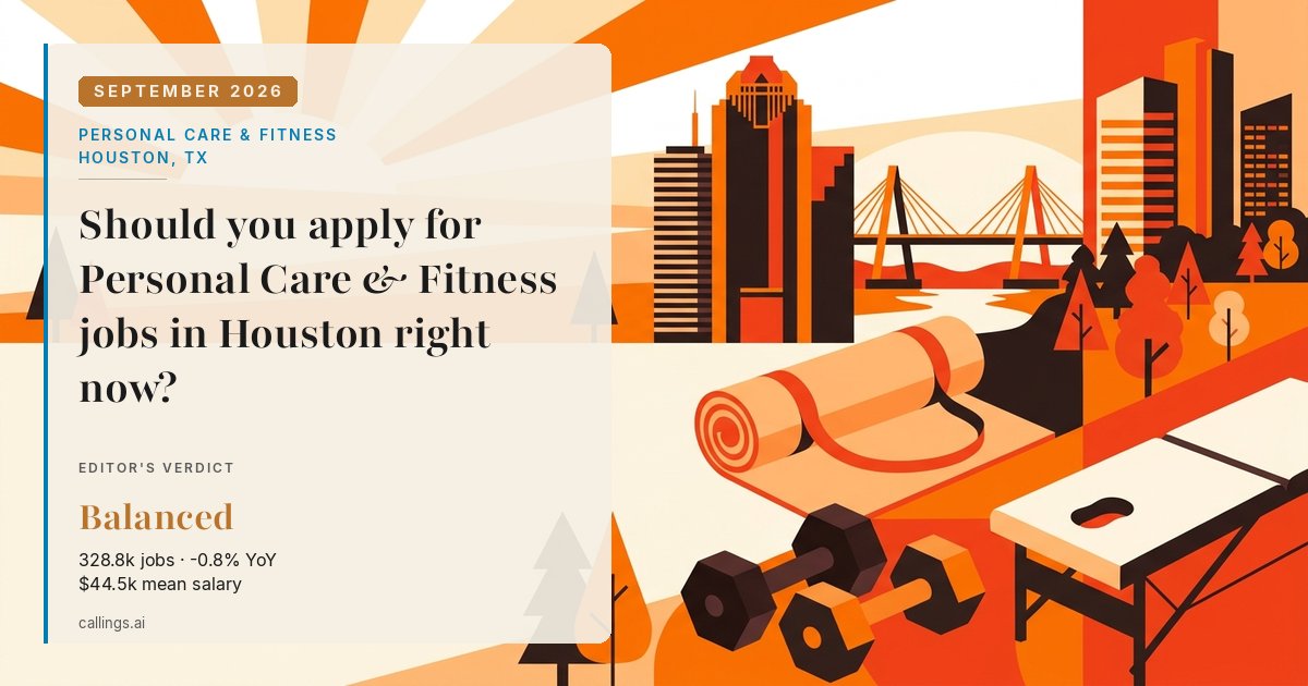 Personal Care & Fitness job market report cover, Houston-Pasadena-The Woodlands, TX, 2026-09