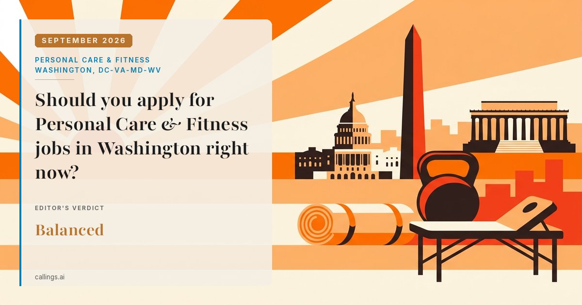Personal Care & Fitness job market report cover, Washington-Arlington-Alexandria, DC-VA-MD-WV, 2026-09