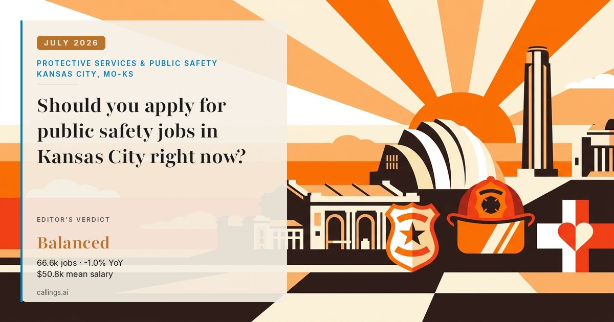 Protective Services & Public Safety job market report cover, Kansas City, MO-KS, 2026-07