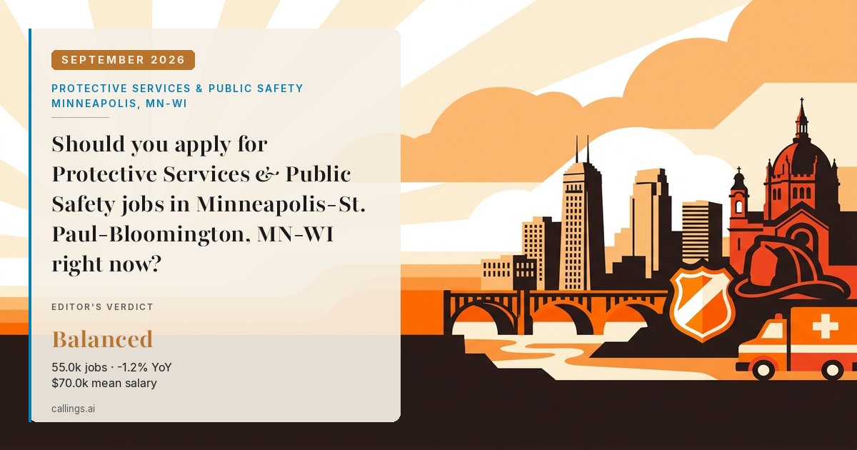 Protective Services & Public Safety job market report cover, Minneapolis-St. Paul-Bloomington, MN-WI, 2026-09