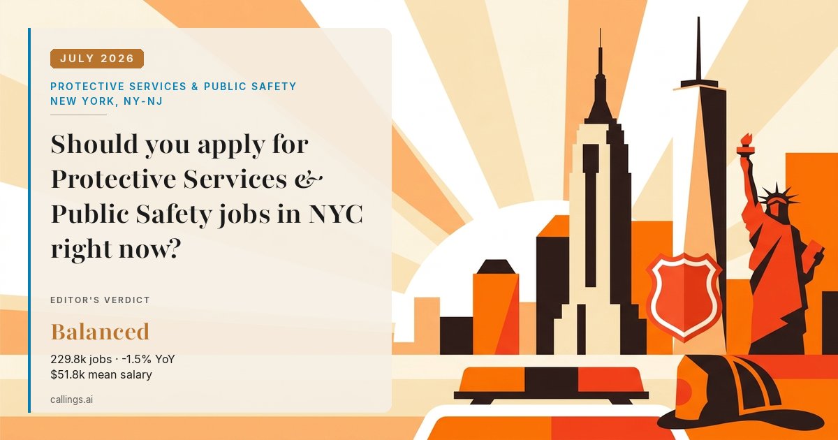 Protective Services & Public Safety job market report cover, New York-Newark-Jersey City, NY-NJ, 2026-07