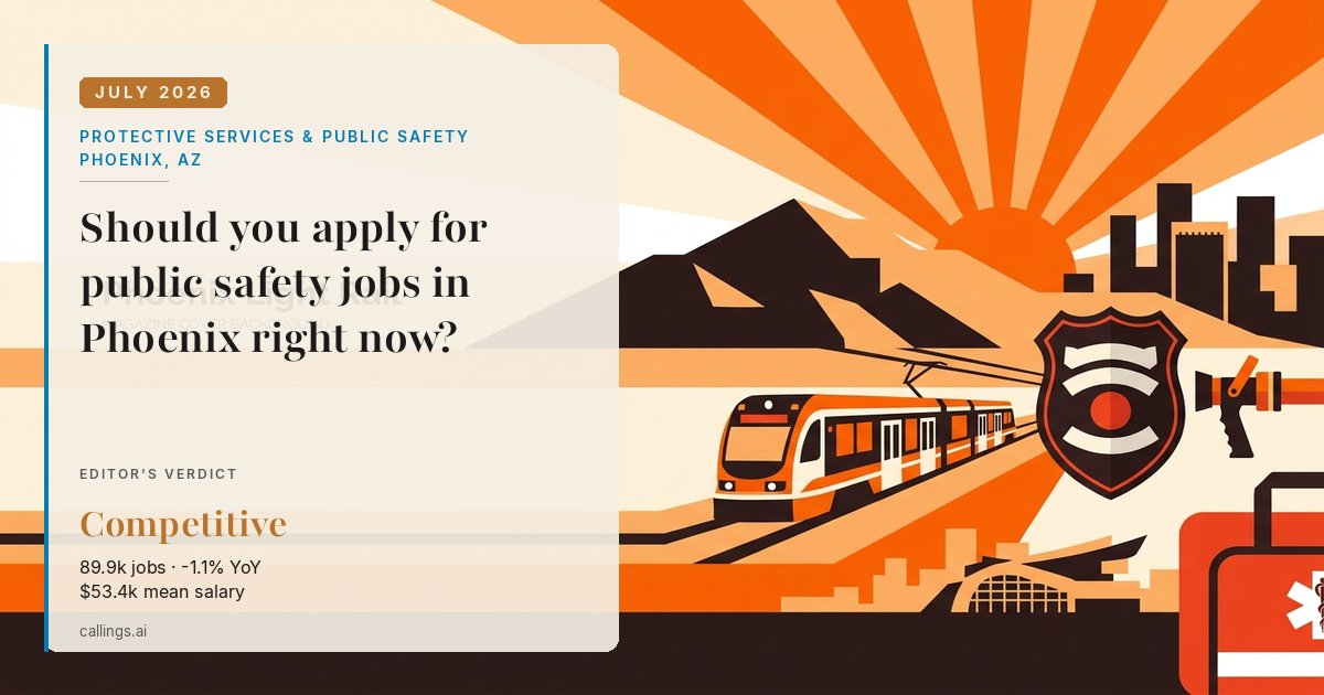Protective Services & Public Safety job market report cover, Phoenix-Mesa-Chandler, AZ, 2026-07