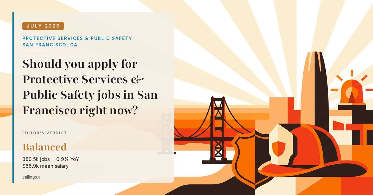 Protective Services & Public Safety job market report cover, San Francisco-Oakland-Fremont, CA, 2026-07