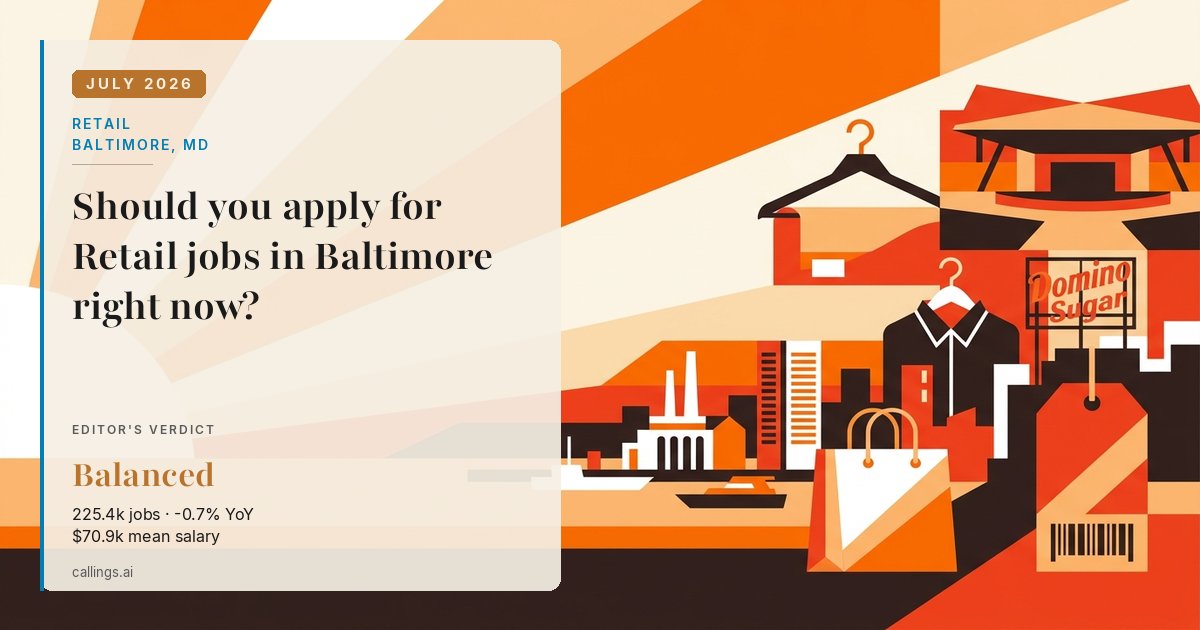 Retail job market report cover, Baltimore-Columbia-Towson, MD, 2026-07