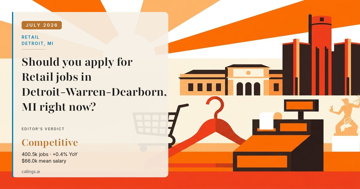 Retail job market report cover, Detroit-Warren-Dearborn, MI, 2026-07