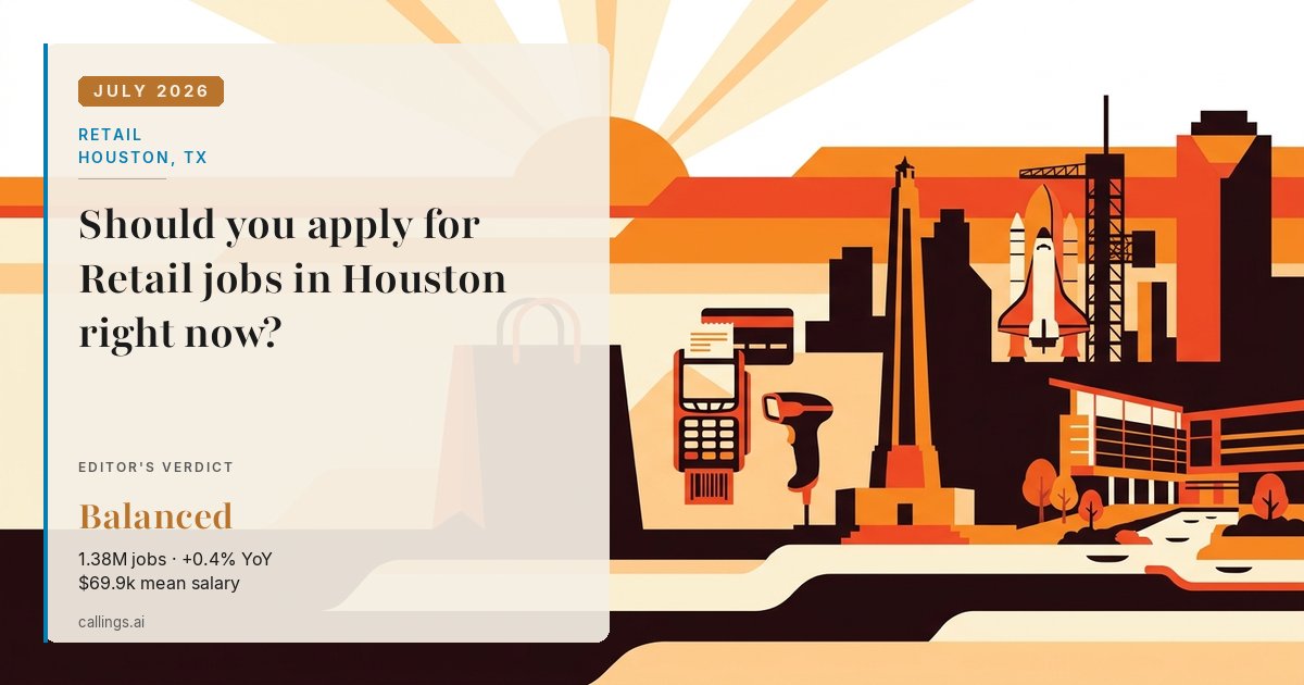 Retail job market report cover, Houston-Pasadena-The Woodlands, TX, 2026-07
