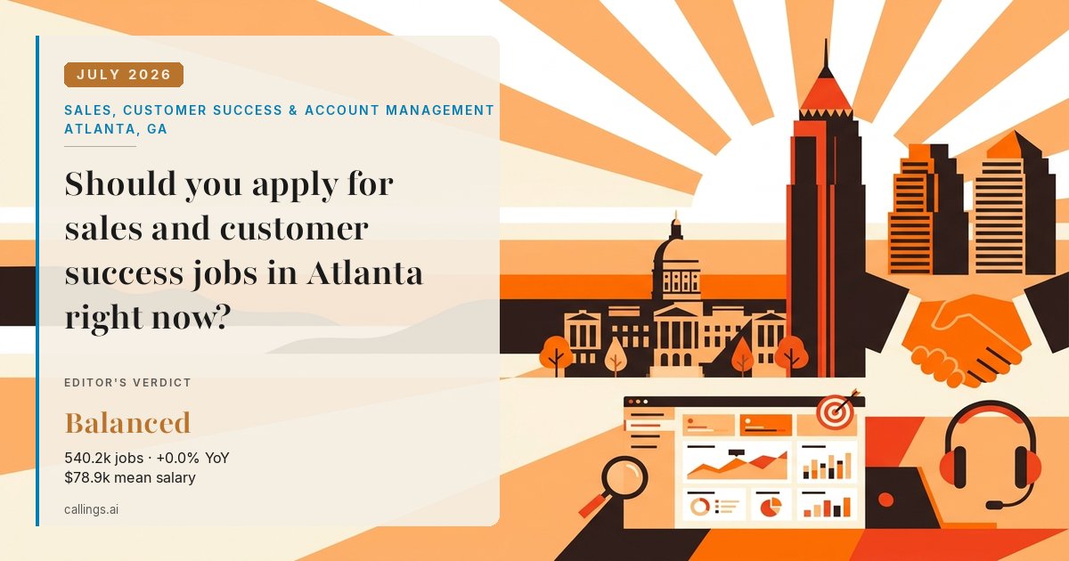 Sales, Customer Success & Account Management job market report cover, Atlanta-Sandy Springs-Roswell, GA, 2026-07