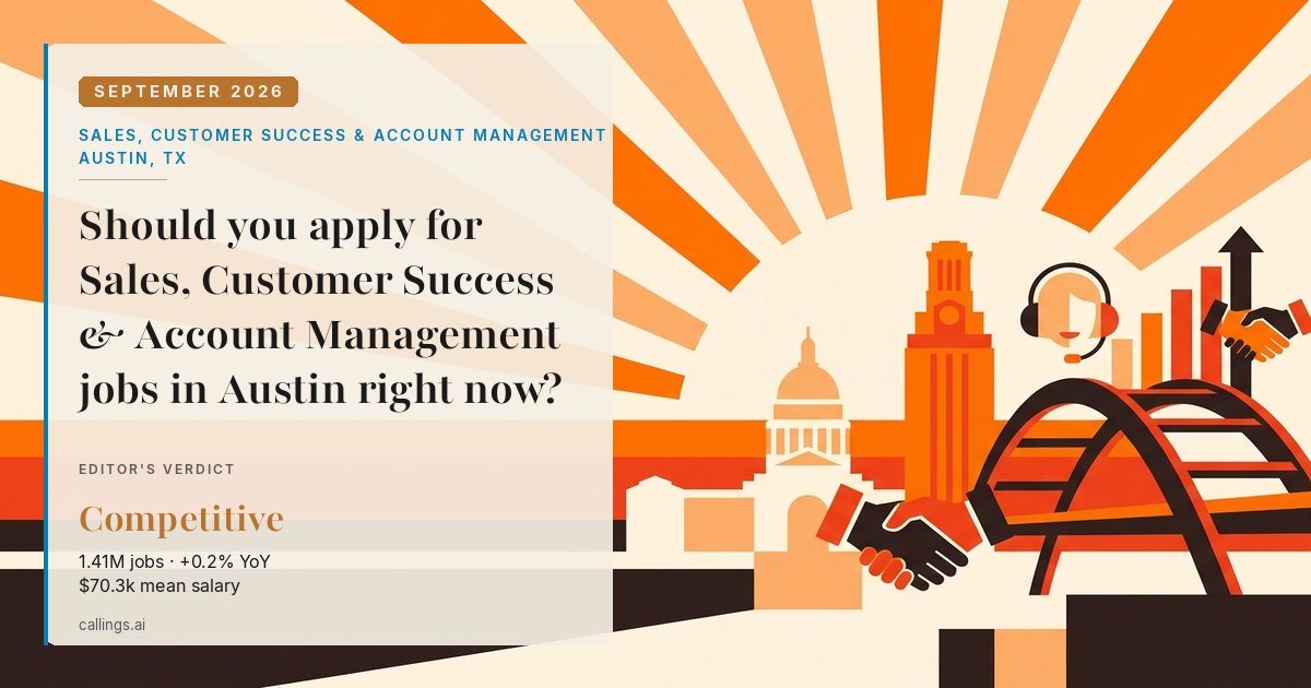 Sales, Customer Success & Account Management job market report cover, Austin-Round Rock-San Marcos, TX, 2026-09