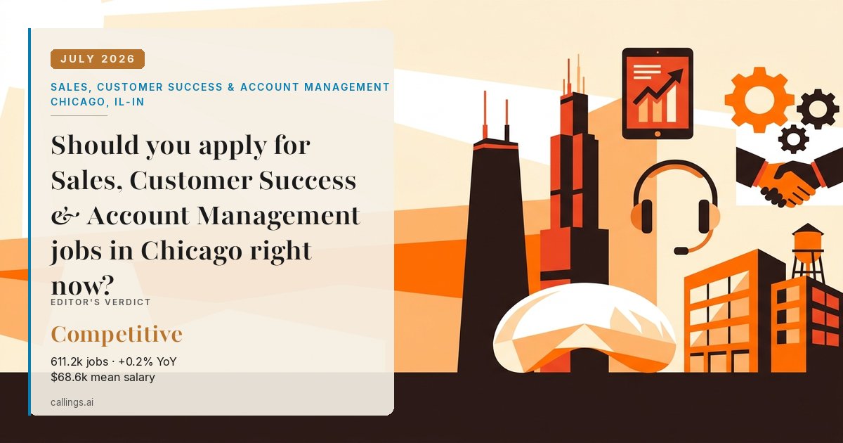 Sales, Customer Success & Account Management job market report cover, Chicago-Naperville-Elgin, IL-IN, 2026-07