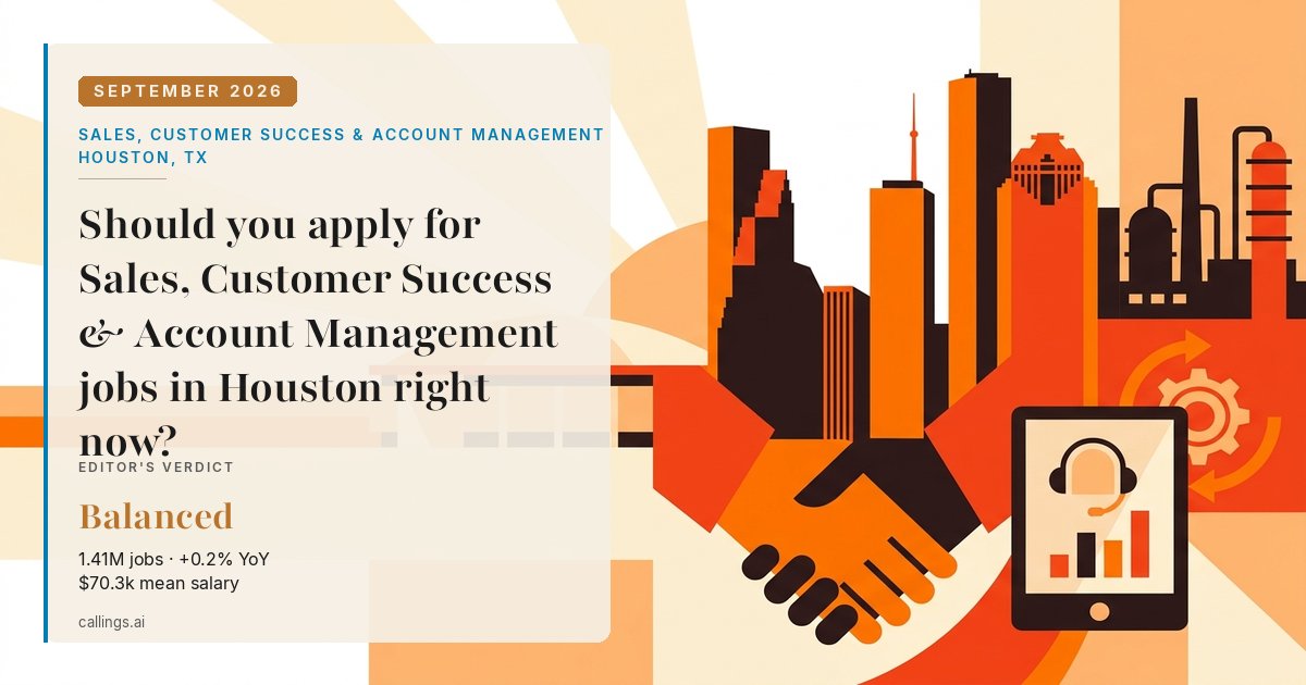 Sales, Customer Success & Account Management job market report cover, Houston-Pasadena-The Woodlands, TX, 2026-09