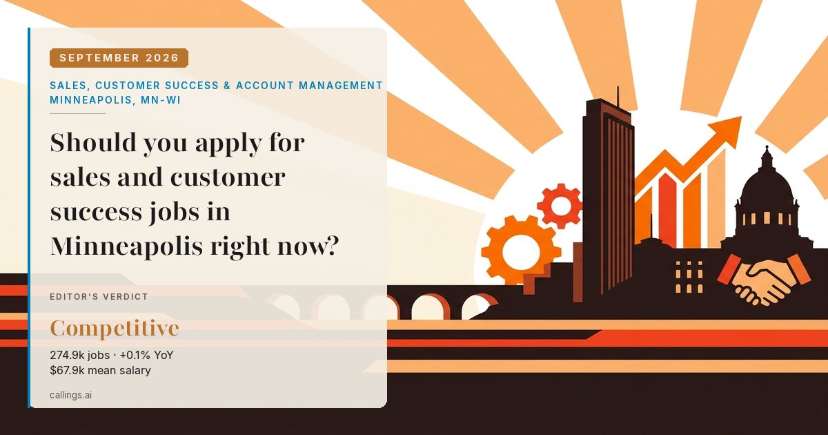 Sales, Customer Success & Account Management job market report cover, Minneapolis-St. Paul-Bloomington, MN-WI, 2026-09