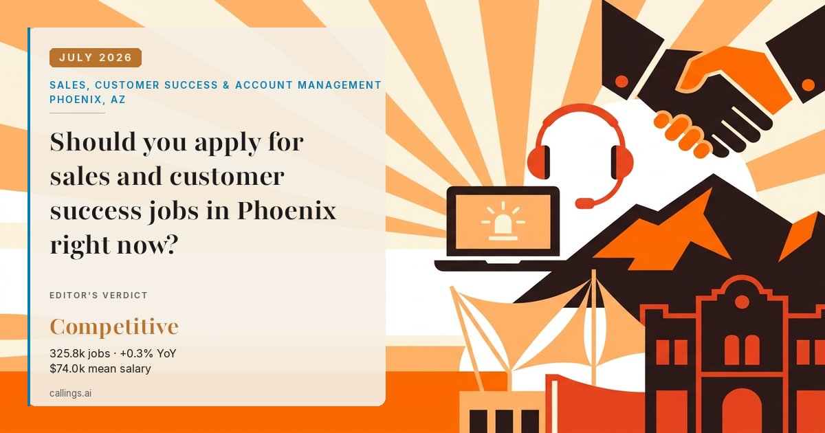 Sales, Customer Success & Account Management job market report cover, Phoenix-Mesa-Chandler, AZ, 2026-07