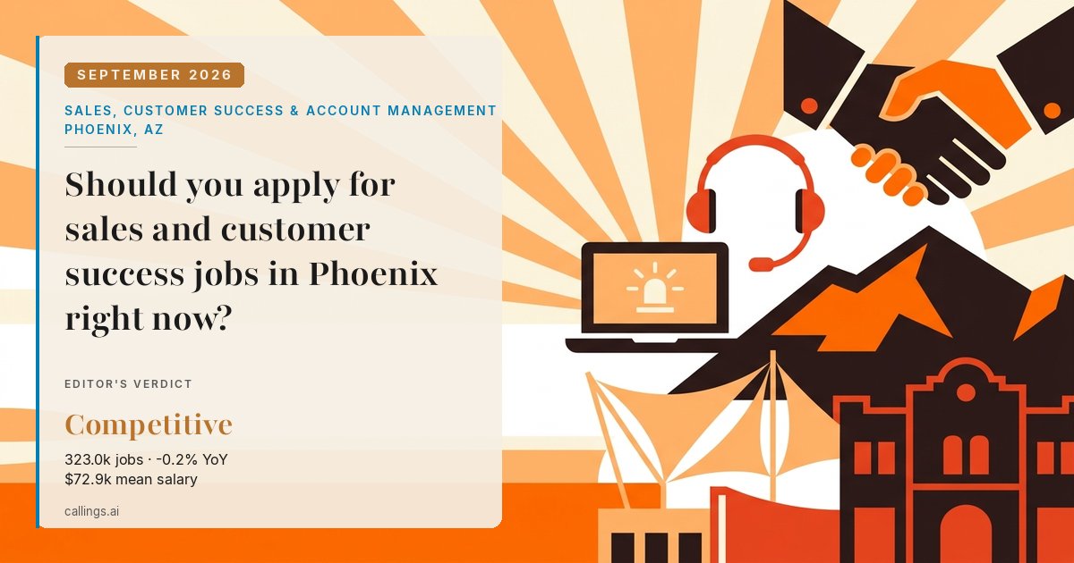 Sales, Customer Success & Account Management job market report cover, Phoenix-Mesa-Chandler, AZ, 2026-09