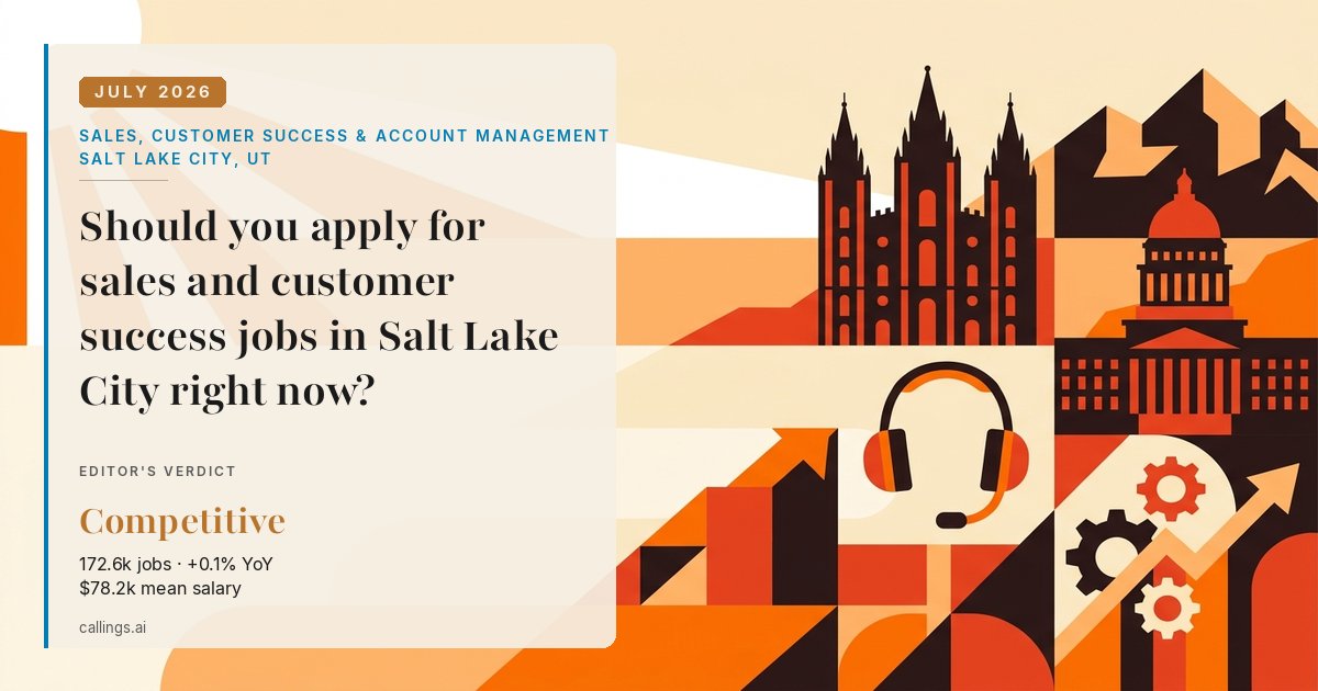 Sales, Customer Success & Account Management job market report cover, Salt Lake City-Murray, UT, 2026-07
